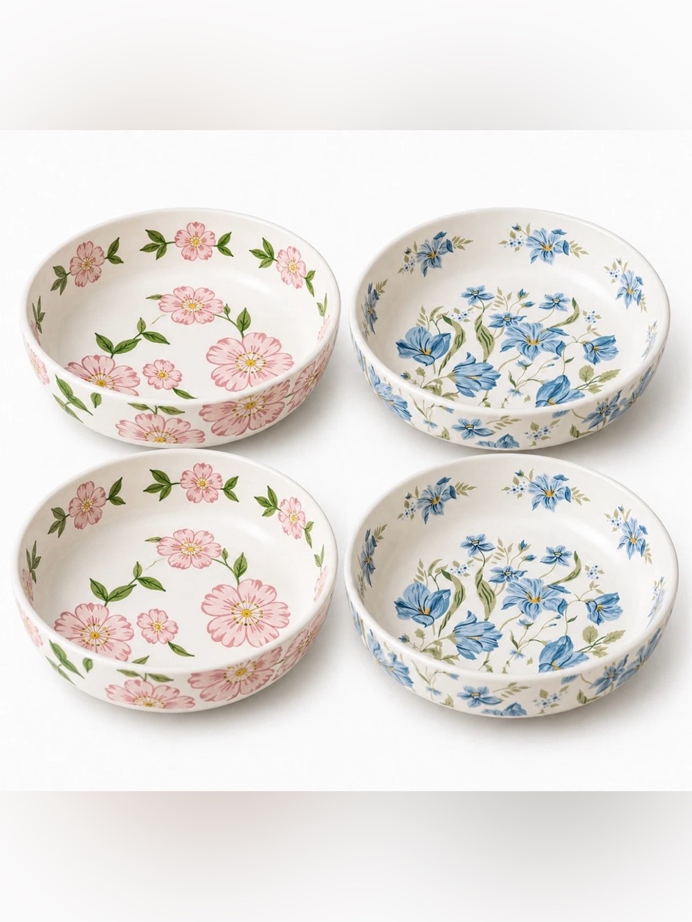 Maison Viore Azure Garden & Blush Blossom Collection Bowls Set of Four